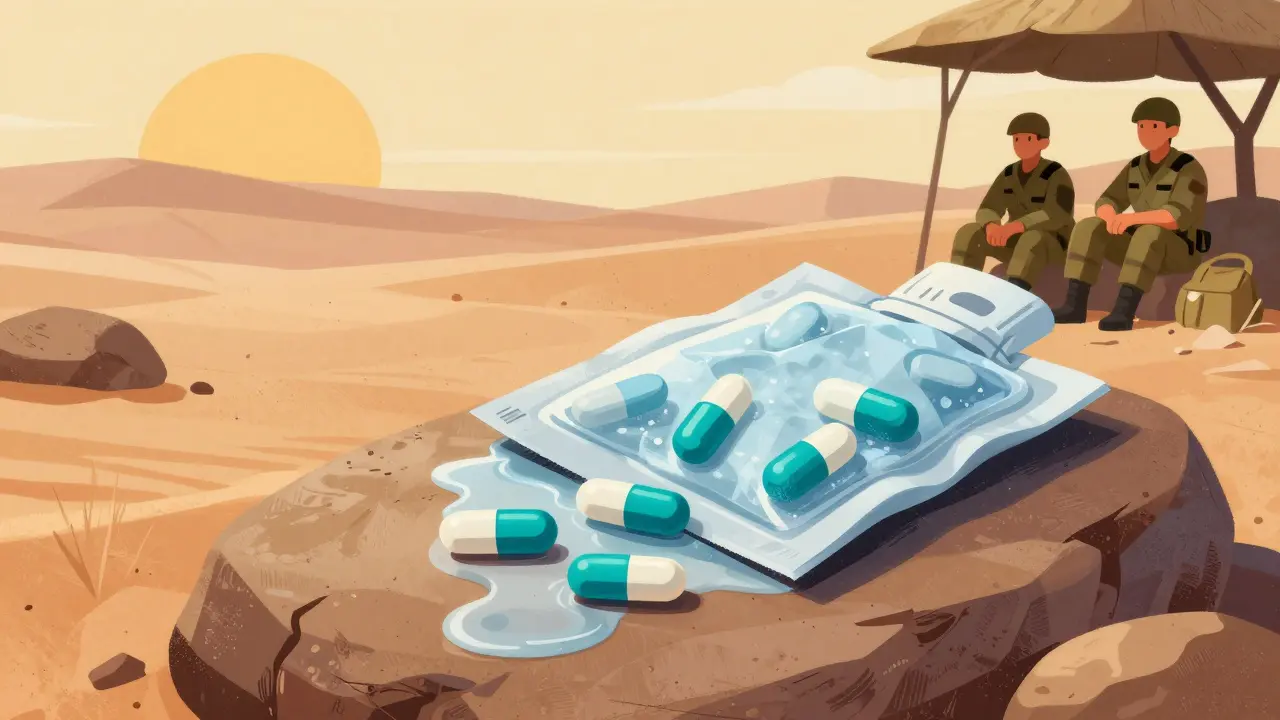 Heat-stable medicine resisting desert heat without ice